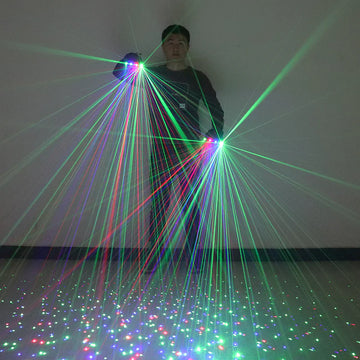 Laser Gloves RGB Multi-Line Pair Rechargeable Led RGB Laser Light Gloves for Night Party Bar DJ Stage - Imported from UK